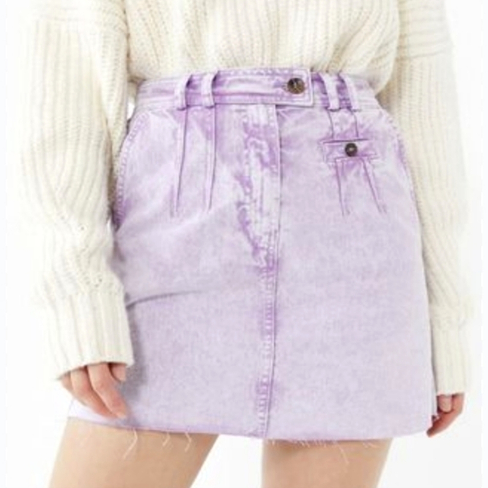 BDG Lavender Tie-Dye Denim A-Line Mini Skirt